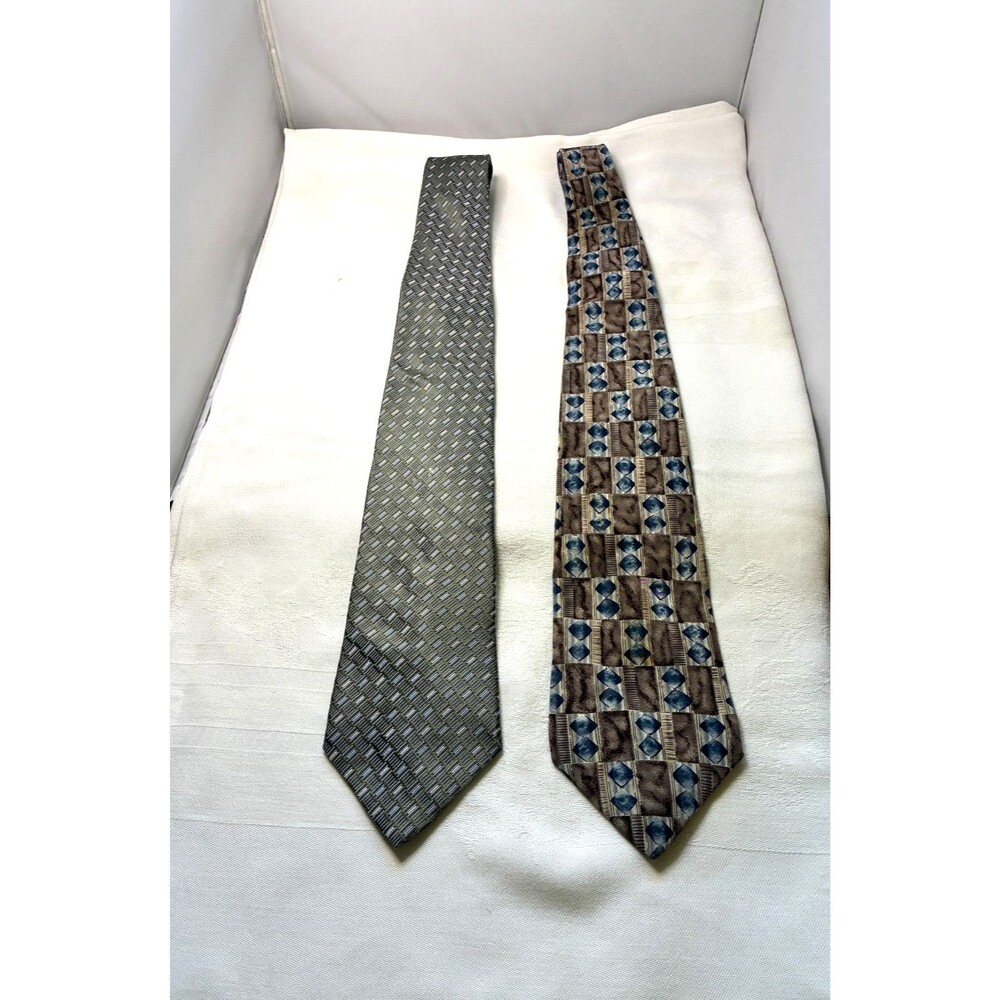 Lot 2 Men's Silk Ties Lyndon & Stafford Menswear USA Geometric Y2K  Sku9X